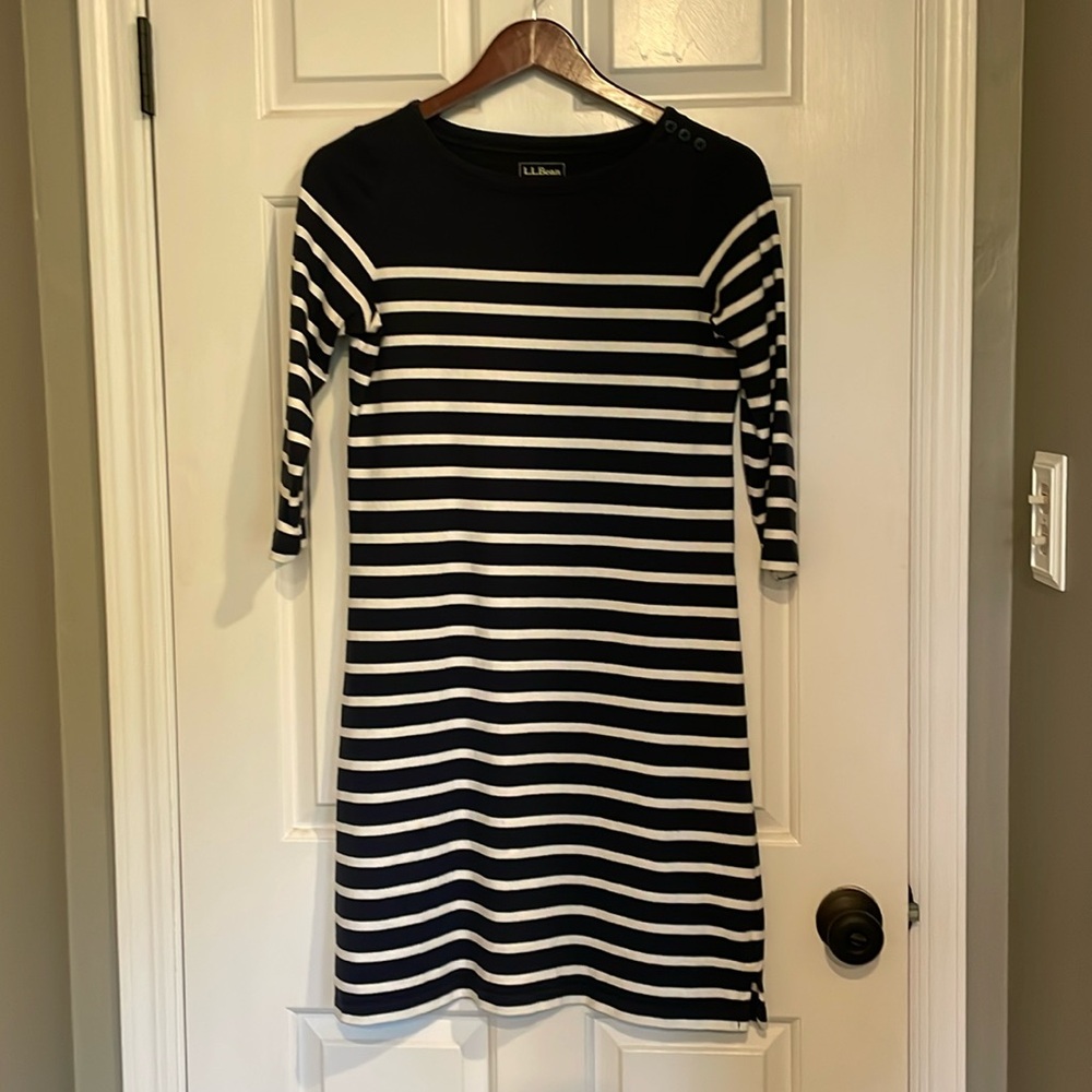 Blue stripe sweater dress
